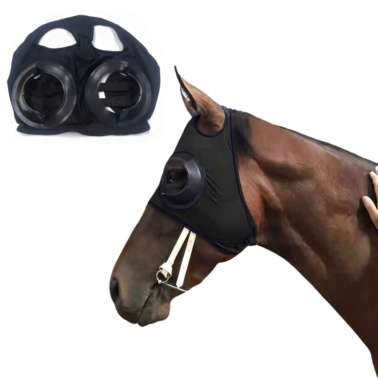 

Professional Speed Windproof Horse Racing Eye Mask Elastic Breathable Harness Supplies for Equestrian Sports
