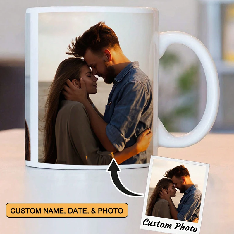 Customizable Ceramic Mug Personalized with Photo Date Name Logo Daily Beverage Use Gift Giving Brand Promotion Home Accents
