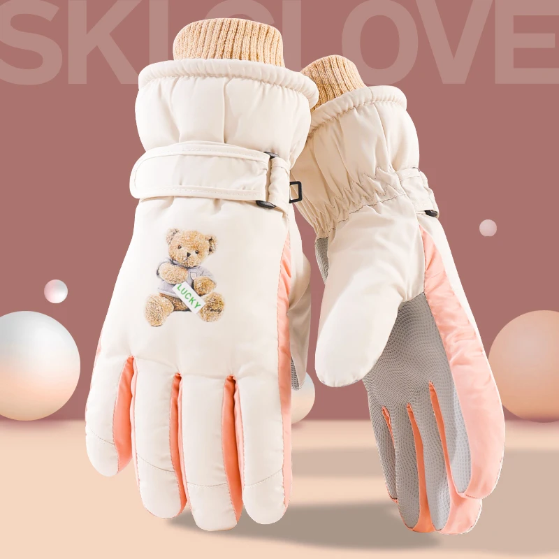 

Winter gloves touch screen ski gloves winter women's velvet thickened warm and cold-proof cotton gloves cycling water-repellent