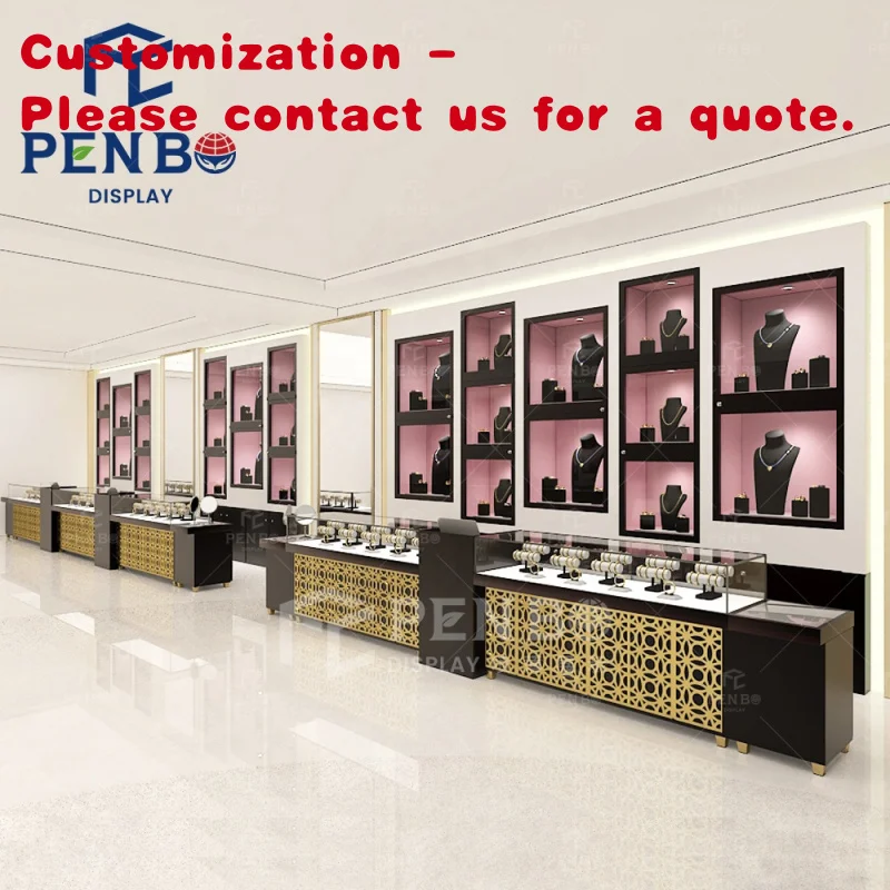 

custom.Luxury Jewellery Store Showcase Wall Shelves Customized Jewelry Kiosk Jewelry Showcase With Led Lights