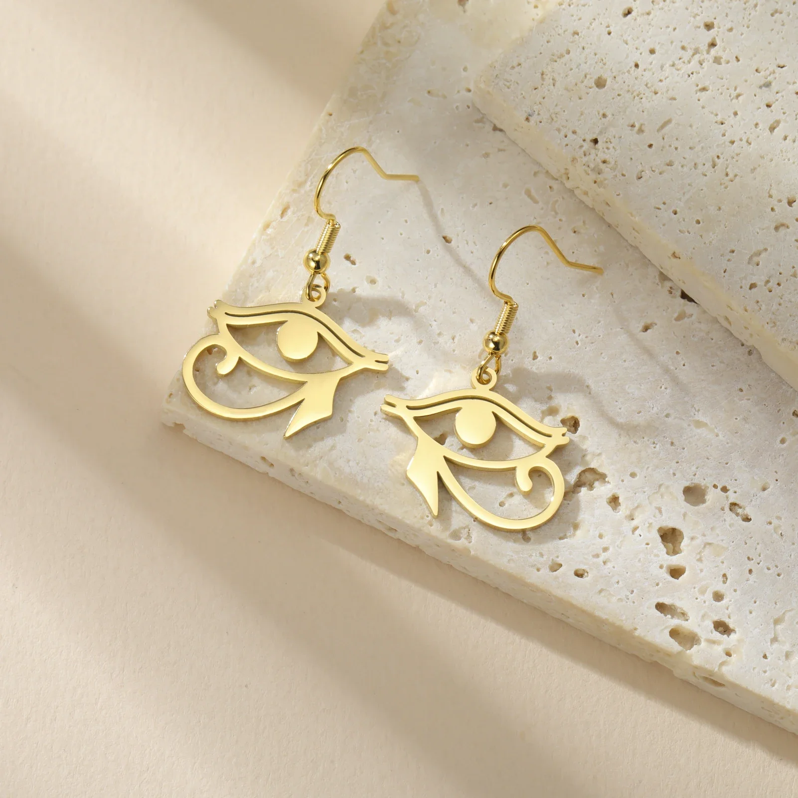 Antike ägyptische Horusauge Ra Anhänger Ohrringe aus Edelstahl für Damen – Amulett Wedjat Udjat Schmuck Geschenk