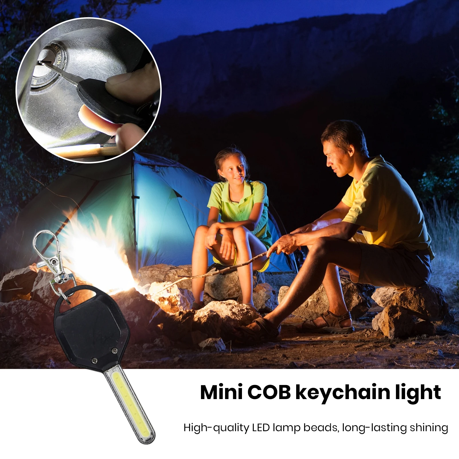 Mini LED Keychain Flashlight Super Bright High Lumens 2 Modes Compact Size Outdoor Flashlight COB Emergency Keychain Light 키체인 빛