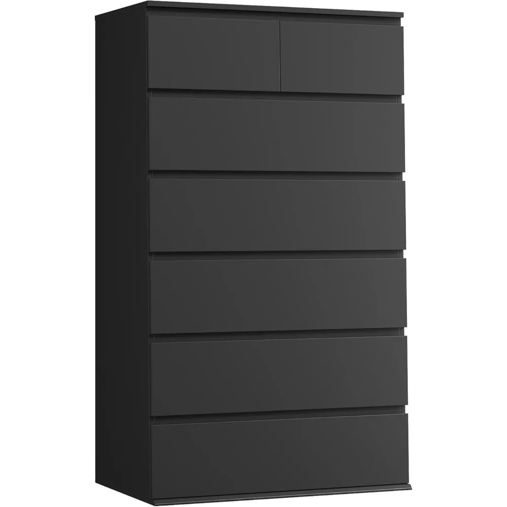 

FOTOSOK 7 Drawer Dresser, Black Dresser Tall Dresser, 23.6W x 15.7D x 46.7H in Black Chest of Drawers with Large Storage Space f
