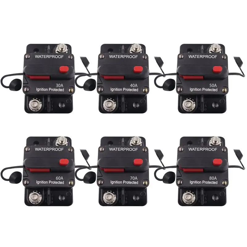 

30A 40A 50A 60A 70A 80A Ampere Circuit Breaker Fuse Reset 12-48V DC Waterproof Boat Manual Power Protect For Audio Fuse Car