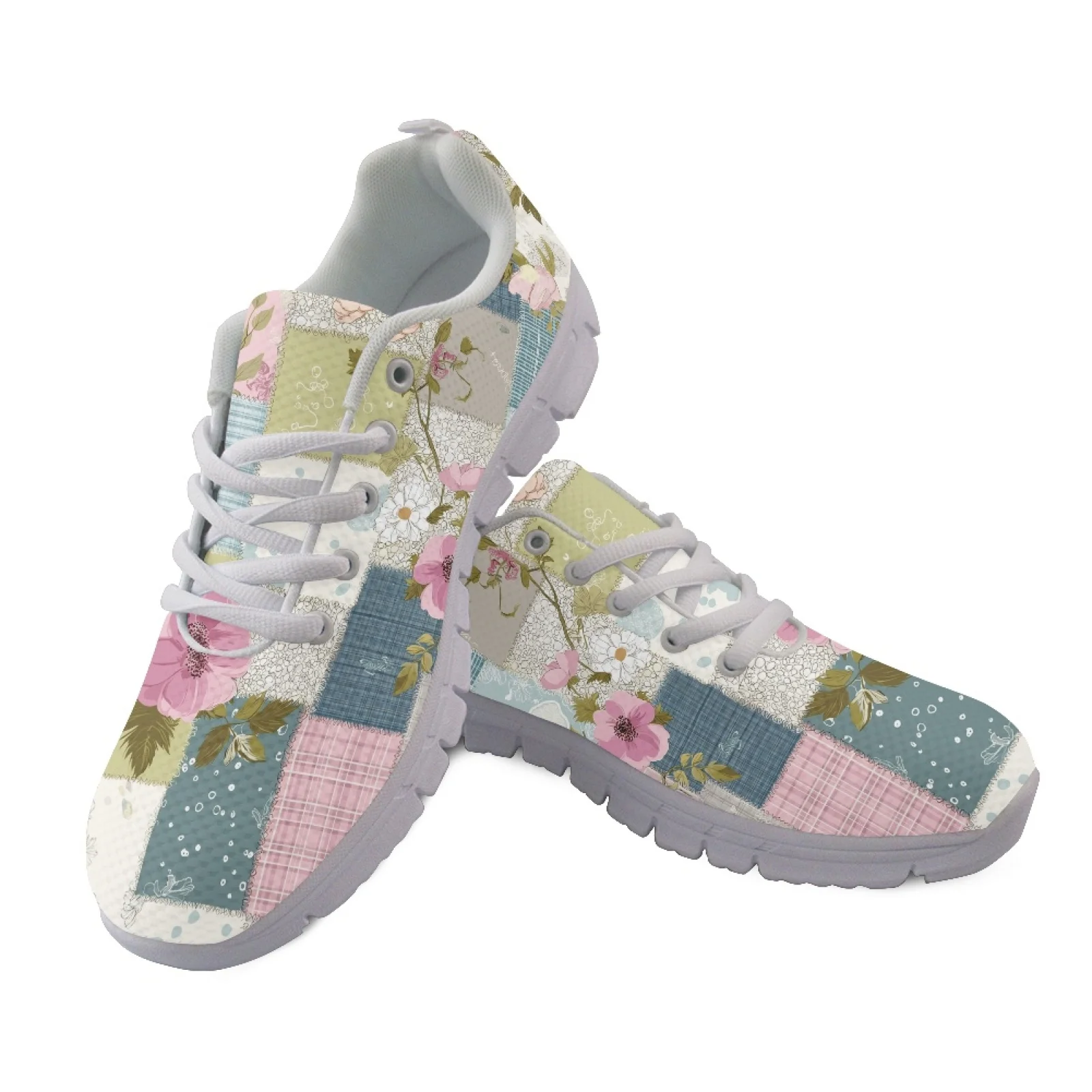 Coloranimal Patchwork Floral Art Soft Athletic Shoes for Men Mesh & EVA Sole Mens Sports Tennis Shoes for Training