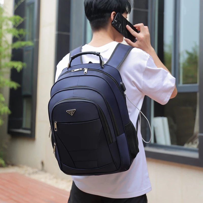 Mochilas de tela Oxford para ordenador portátil de negocios para hombres, bolsas escolares impermeables con bolsillos grandes, viajes diarios al aire libre, estudiantes, nuevo