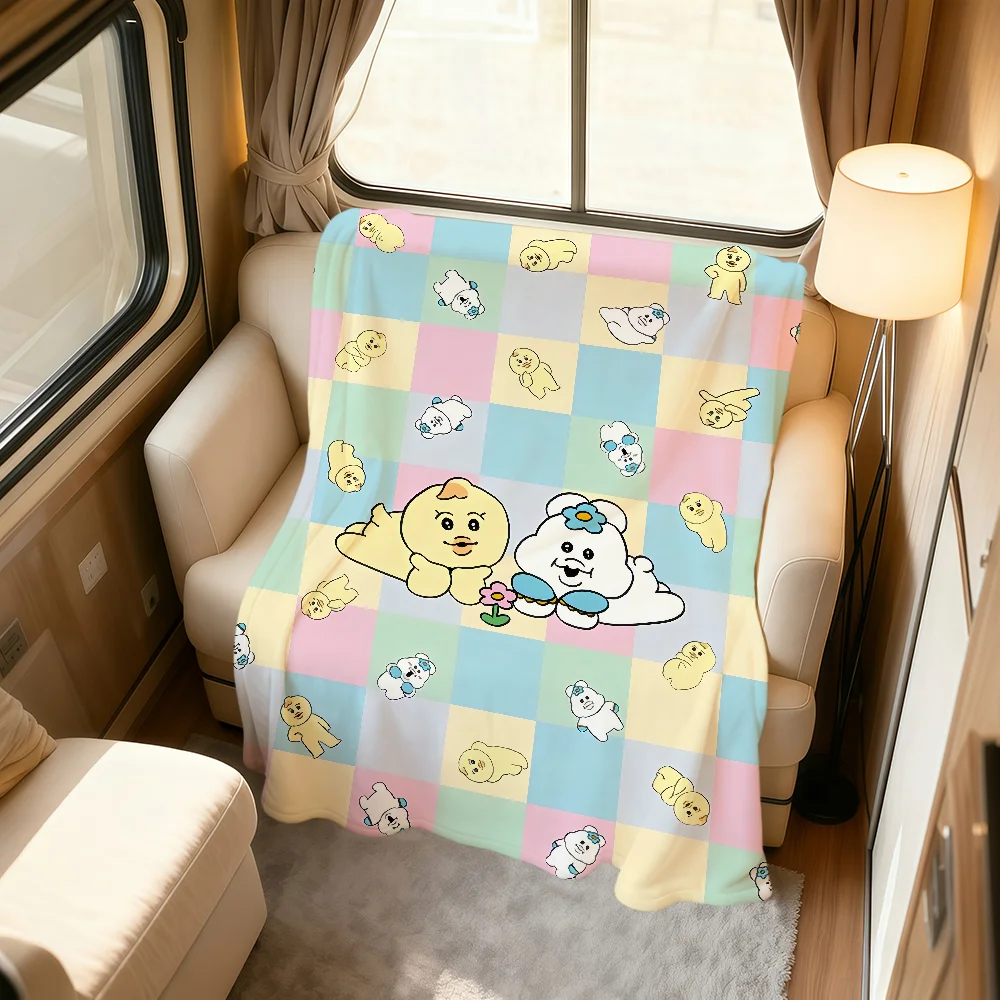 Lustige Cartoon-Kunst-Kaninchen N-Npochamu warme weiche Plüschdecke für Sofa, Wohnzimmer, Nickerchen, Zuhause, Schlafzimmer, Reisen, Geschenk, Flanell, Haustier, Hogar