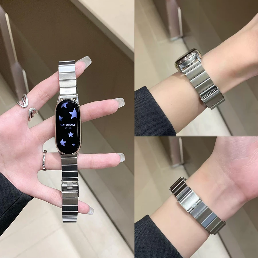 Stainless Steel Strap for Xiaomi Mi Band 10 9 8 Bracelet Replacement Pulseira for Xiaomi Smart Band 10 9 8 Metal Correa