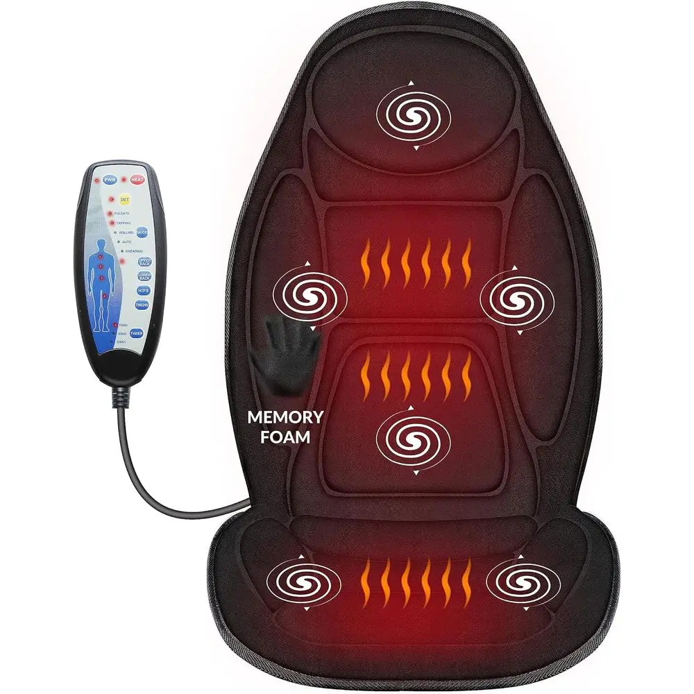 

Back Massager with Heat, Memory oam Chair Massage Pad, 5 Massage es & 2 Heat Settings, Seat Massager or Oice Chair,Home Use