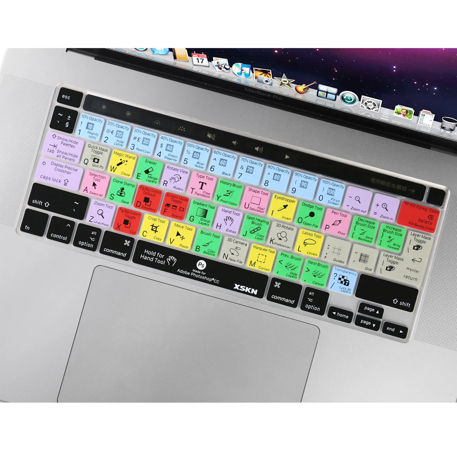 XSKN Photoshop Shortcut Tastatur-Abdeckung für MacBook Pro 13,3 A2338 M2 M1 A2251 A2289/MacBook Pro 16 Zoll A2141 Touch Bar ﻿