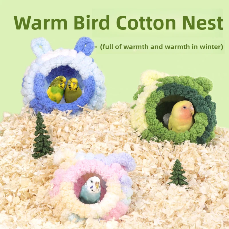 Winter Warme Vogelnest Plüsch Papagei Runde Schlafen Vogel Haus Spielzeug Sittich Nest Cockatie Schlafen Bett Vogel Hängematte für Papageien