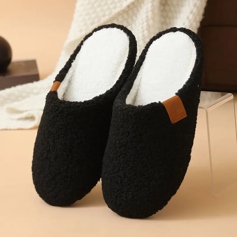 Unisex Weichsohlen-Winterhausschuhe aus Lammwolle, Warme Rutschfeste Wohnzimmer-Bodenschuhe für Damen, Leichte Hausschuhe Größe 45 – Detail 8
