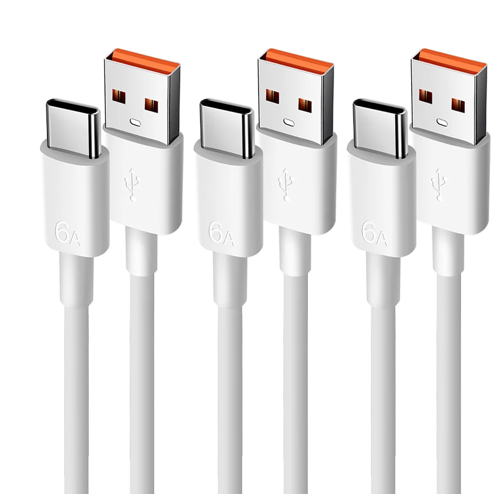 NNBILI 3pcs 6A USB Type C Fast Charging Cable Data Cord For Huawei Mate 50 60 Honor OPPO vivo Quick Charing USB C Cables