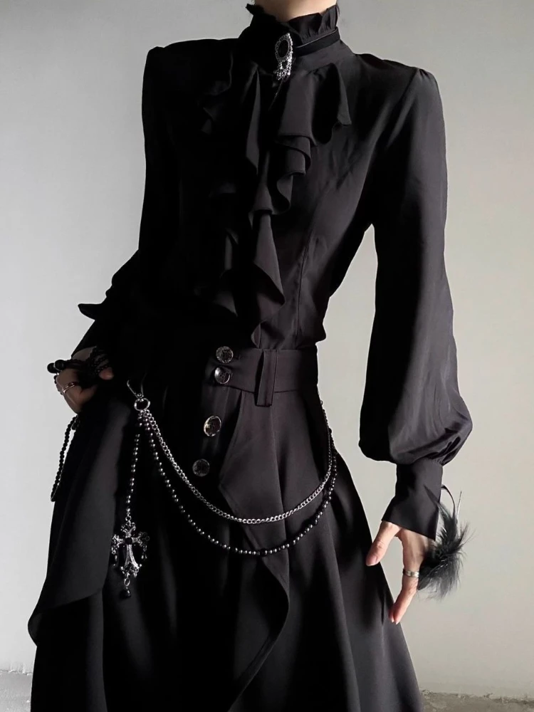 Blusa de manga larga de diseño elegante francés para mujer, Top corto informal Y2k, camisetas Vintage americanas, ropa de fiesta de noche, camisetas elegantes
