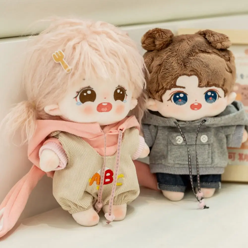 20CM Doll Clothes Sweatshirt Outfits Cute Bear Ear Hoodies Cartoon Overalls Suspenders Pants For 1/12BJD Idol Dolls Accessories