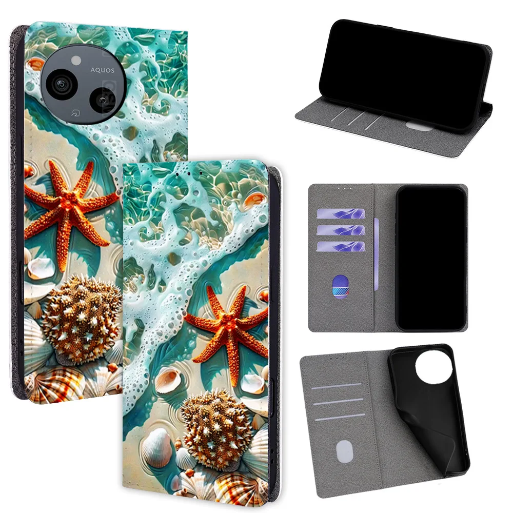 

Красочный пляжный магнитный флип-чехол для телефона Samsung Galaxy M13 A51 A72 A52s A32 M32 A12 со встроенными слотами для карт-кошелька