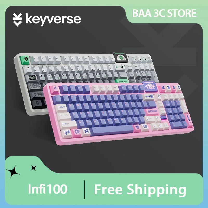 Keyverse Infi100 Mechanical Keyboard Aluminium Alloy 3-Mode Bluetooth Wireless RGB Hot-Swap Gasket Office PC Gaming Keyboards