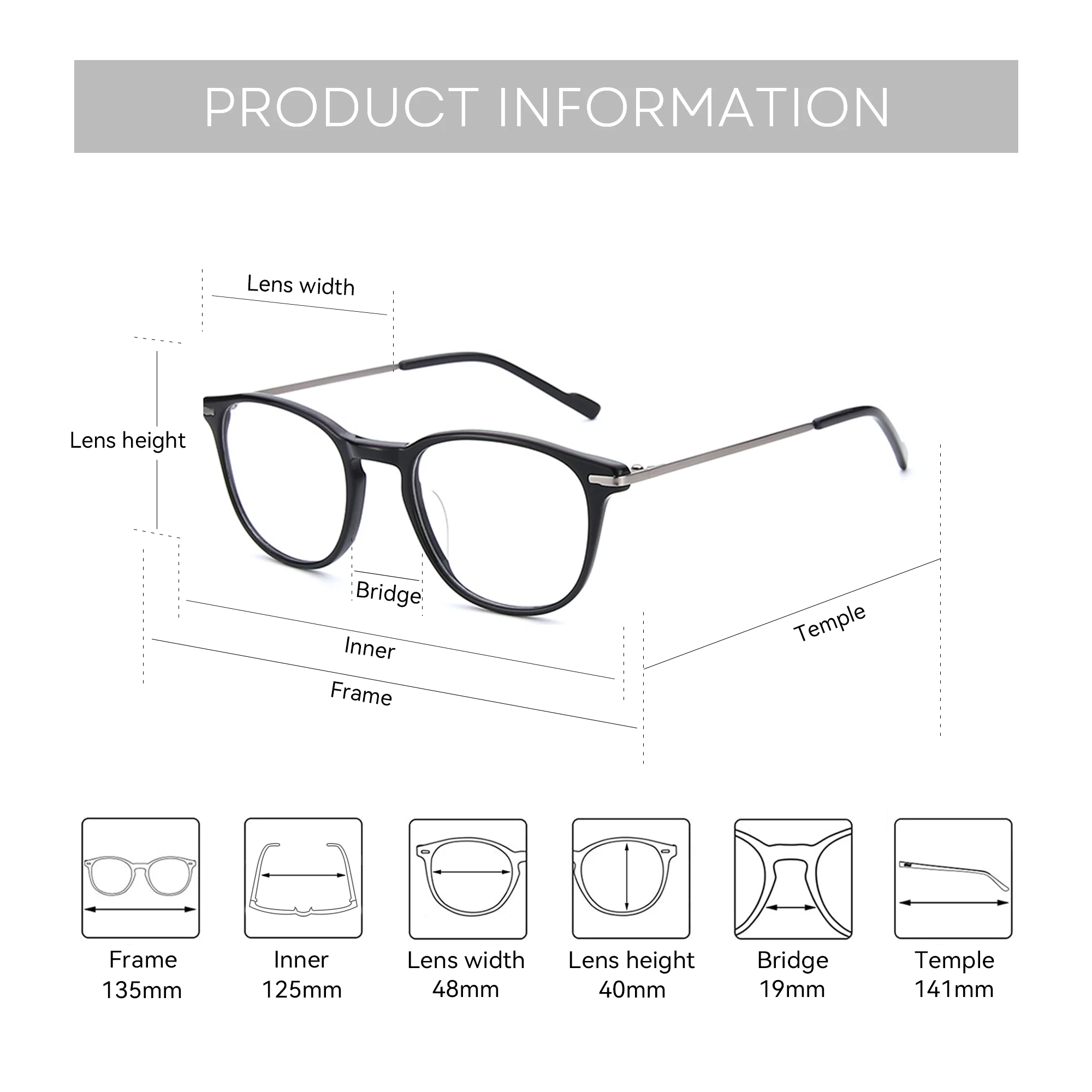 BLUEMOKY Round circular prescription glasses, handmade acetic acid progressive spectacle, men's and women's bifocal glasses