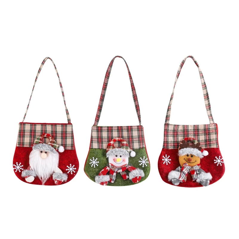 Cloth Christmas Gift Bag Christmas Apple-Bag Party Favor Bags Cartoon Christmas Handbag Party Xmas Holiday Gift Bags