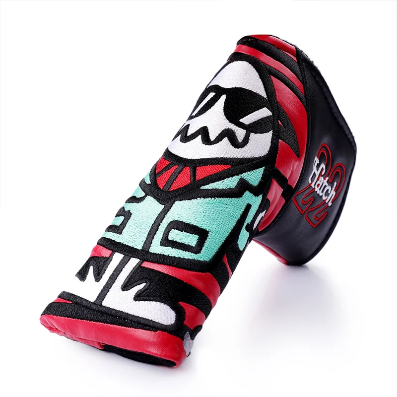 غطاء رأس مضرب الجولف مع إغلاق مغناطيسي جلدي مقاوم للماء مربع الزاوية اليمنى غطاء رأس مضرب نمط أحمر #6