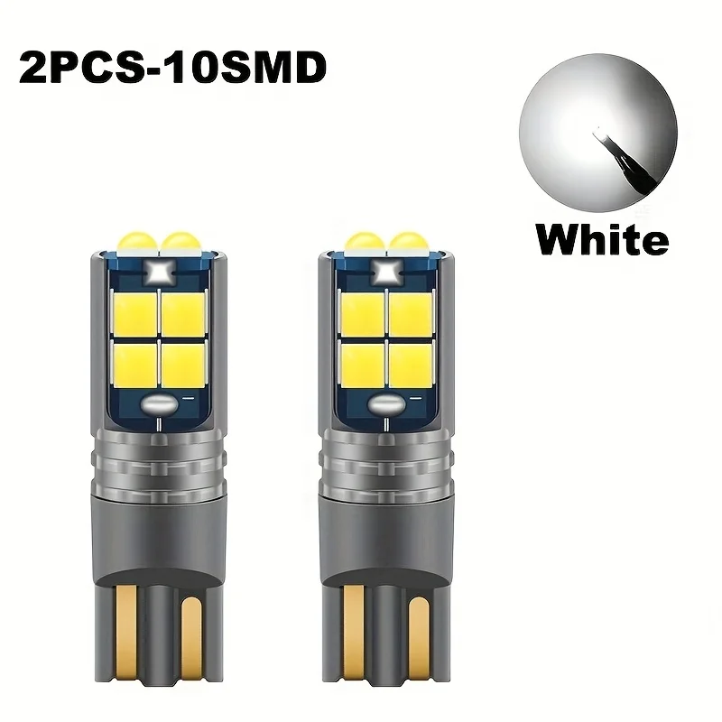

2 шт. T10/W5W 10SMD декодированный высокий свет 3030 чипов светодиодные фонари заднего хода указатель поворота лампа для чтения, белый/ледно-синий 12 В