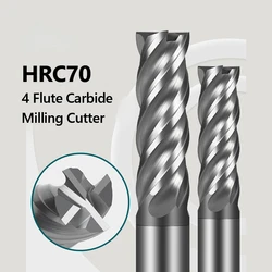 HRC70 4 Flute Carbide Milling Cutter Tungsten End Mill CNC Tool 1 to 20mm Metal Steel Machining Tool Key Face Square Router Bit