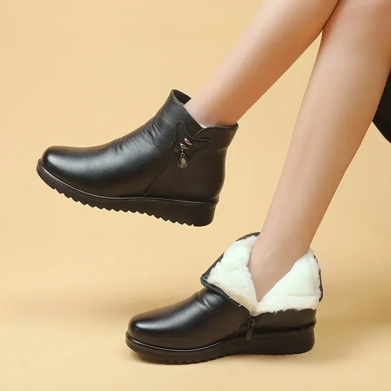 

Women Shoes Winter Comfortable Women's Boots Warm Cotton Shoes Soft Soles Snow Boots for Women Plush Nude Boots Zapatos De Mujer