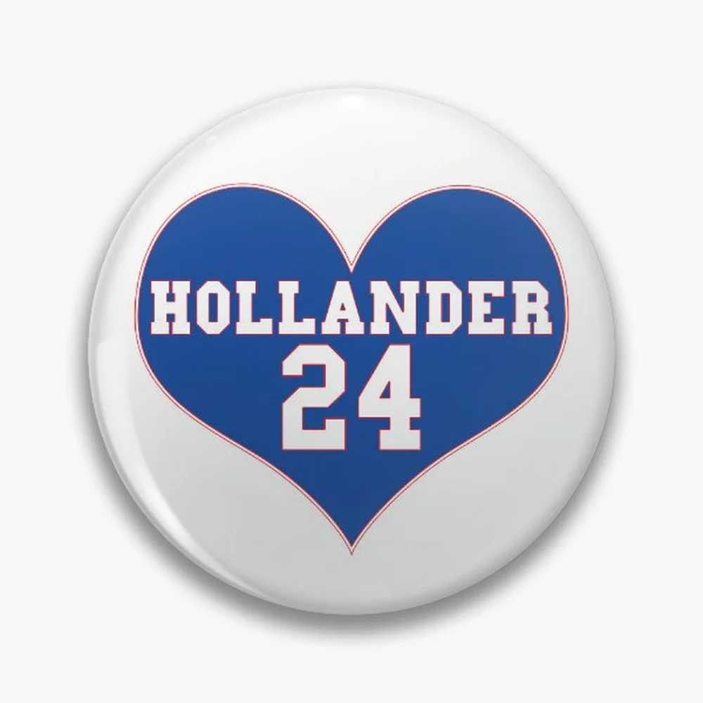 Hollander 24 Heated Rivarly Inspired Design Pin Holographic Star Heart Pin Brooches Laminated Button Fashion Accessory