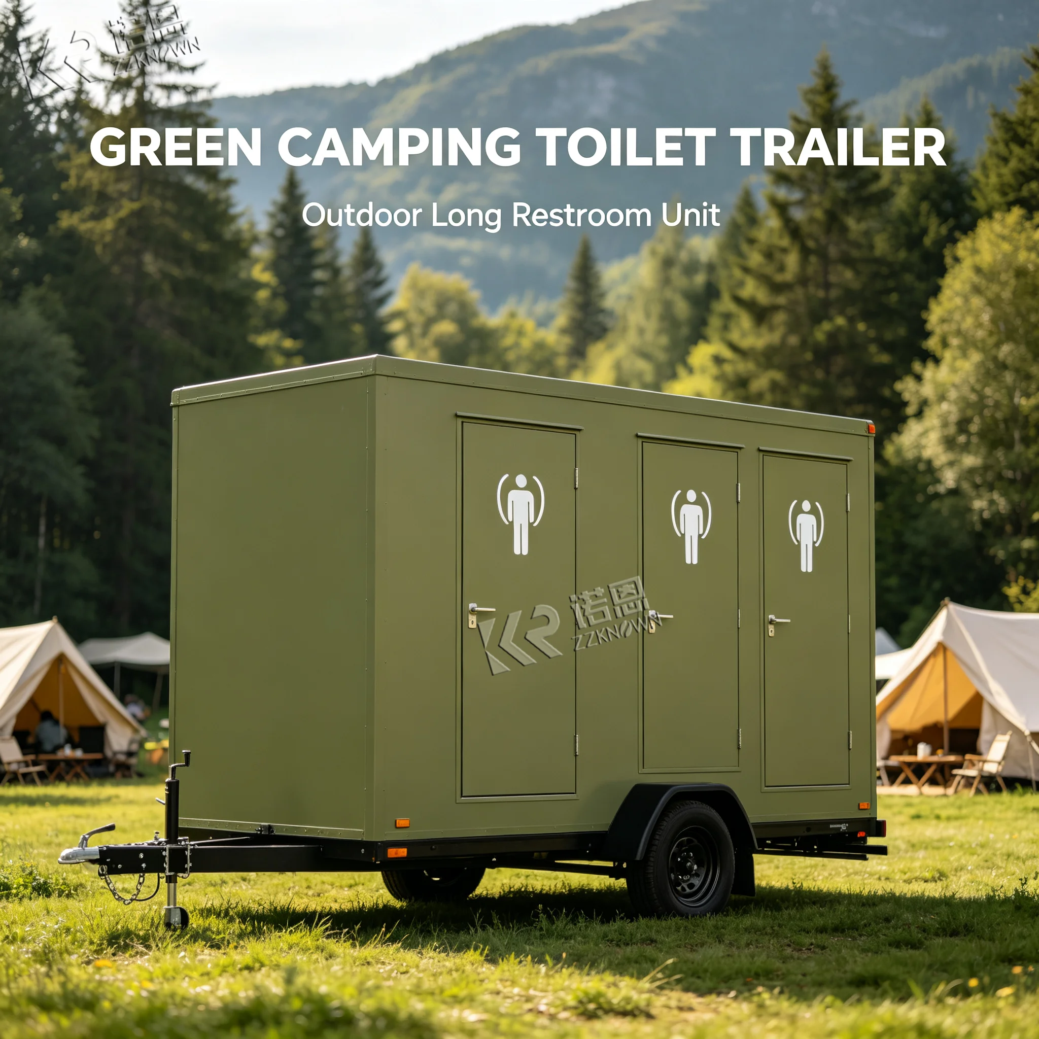 Portable Toilet Trailer 2 Station Mobile Bathroom Trailer for Outdoor Event Portable Bathroom Trailer for Construction Hire