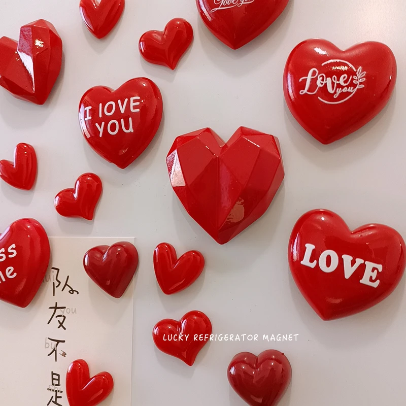 Big Heart Fridge Magnetic Stickers 3D Sweet Heart Shape Decor for Refrigerator Kawaii Magnetic Stickers for Home Decoration