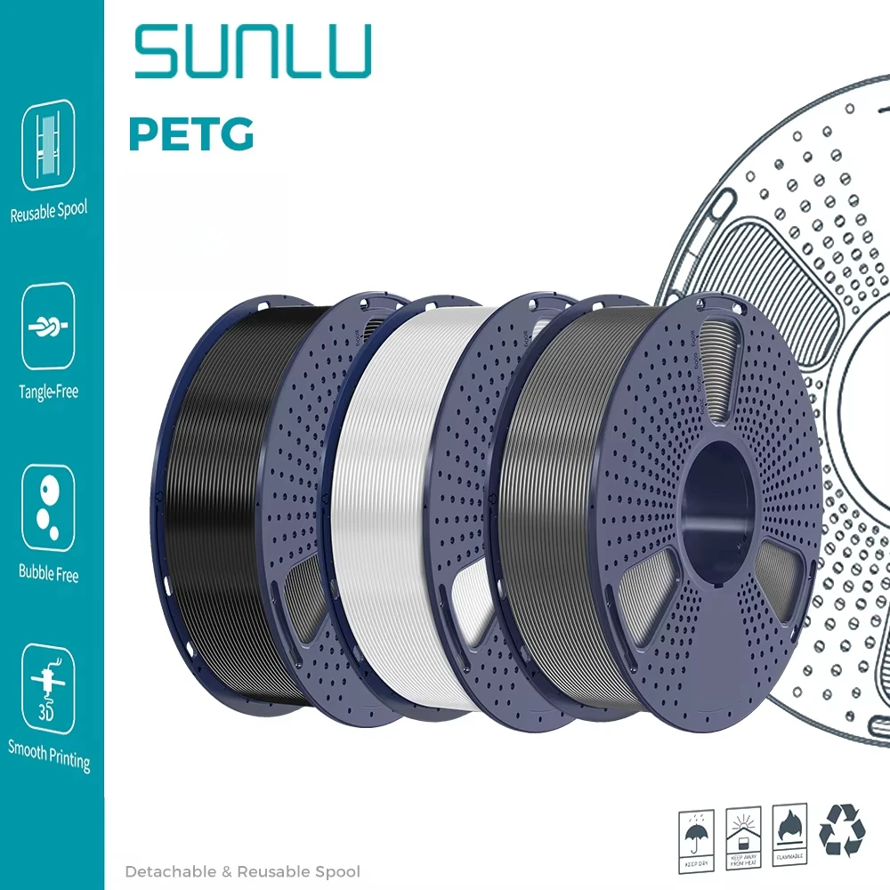 Filamento SUNLU PETG 1 kg/rollo 1 carrete (2,2 libras) 1,75mm impresora 3D filamento 3D bien enrollado colorido para impresora 3D FDM