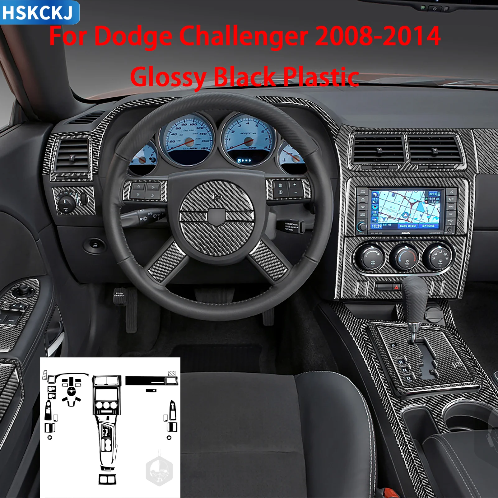 

For Dodge Challenger 2008-2014 Car Accessories Plastic Interior Gear Central Control CD Air Outlet Trim Sticker Modification