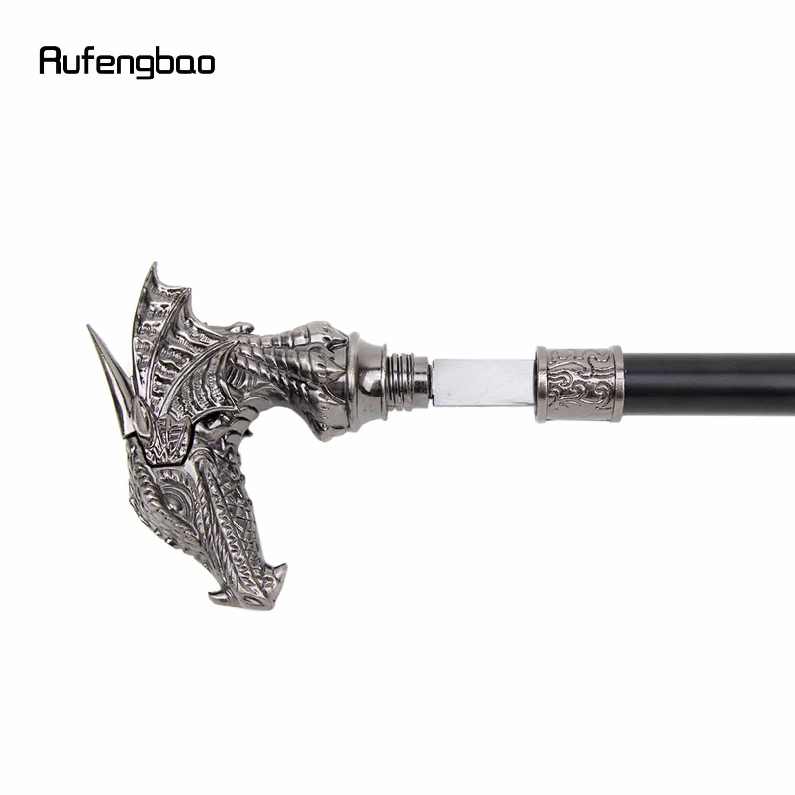 Dragon Head Single Joint Walking Stick with Hidden Plate Self Defense Fashion Cane Plate Cosplay Crosier Stick 93cm