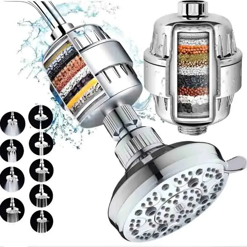 

15-20 Remove Chlorine Heavy Metals Filtered Showers Head Soften Hard Water Stages Shower Water Filter Kitchen Faucet Filtration