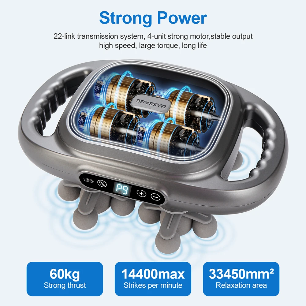 22-Head Fascia Gun High-Frequency Vibration Body Massage Gun Back and Waist Massager Neck Shoulder Massager Muscle masajeador view 6