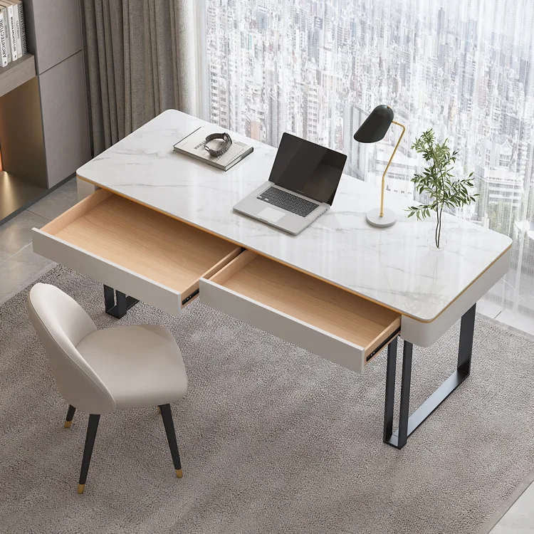 Mesa de ardósia simples nórdica pequeno apartamento com gaveta mesa de computador simples