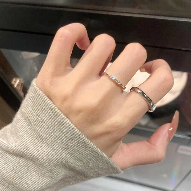 

S925 sterling silver plain ring, women's light luxury simple high-end exquisite couple ring