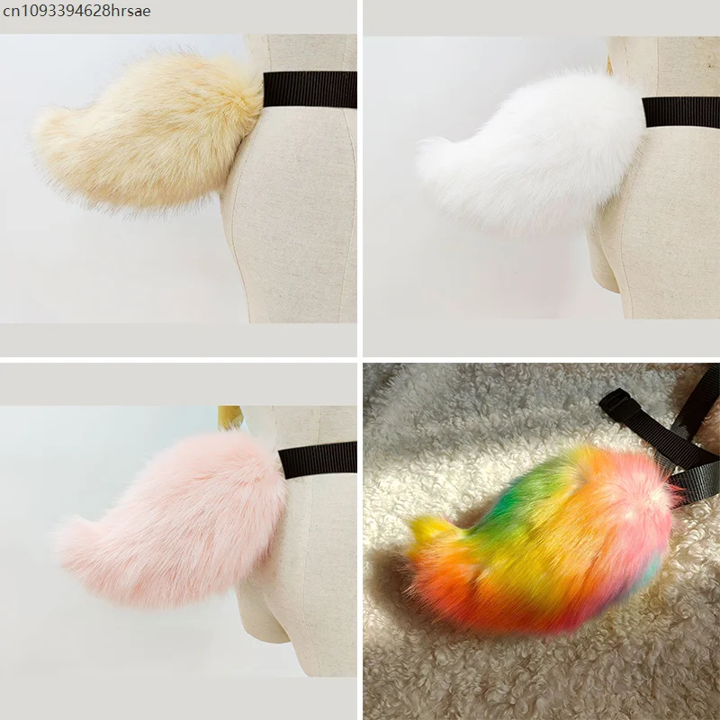 Realistic Furry Rabbit Tail Kig Fursuit Colorful Faux Fur Bunny Tail Cosplay Props Carnival Party Lolita Cosplay Accessories