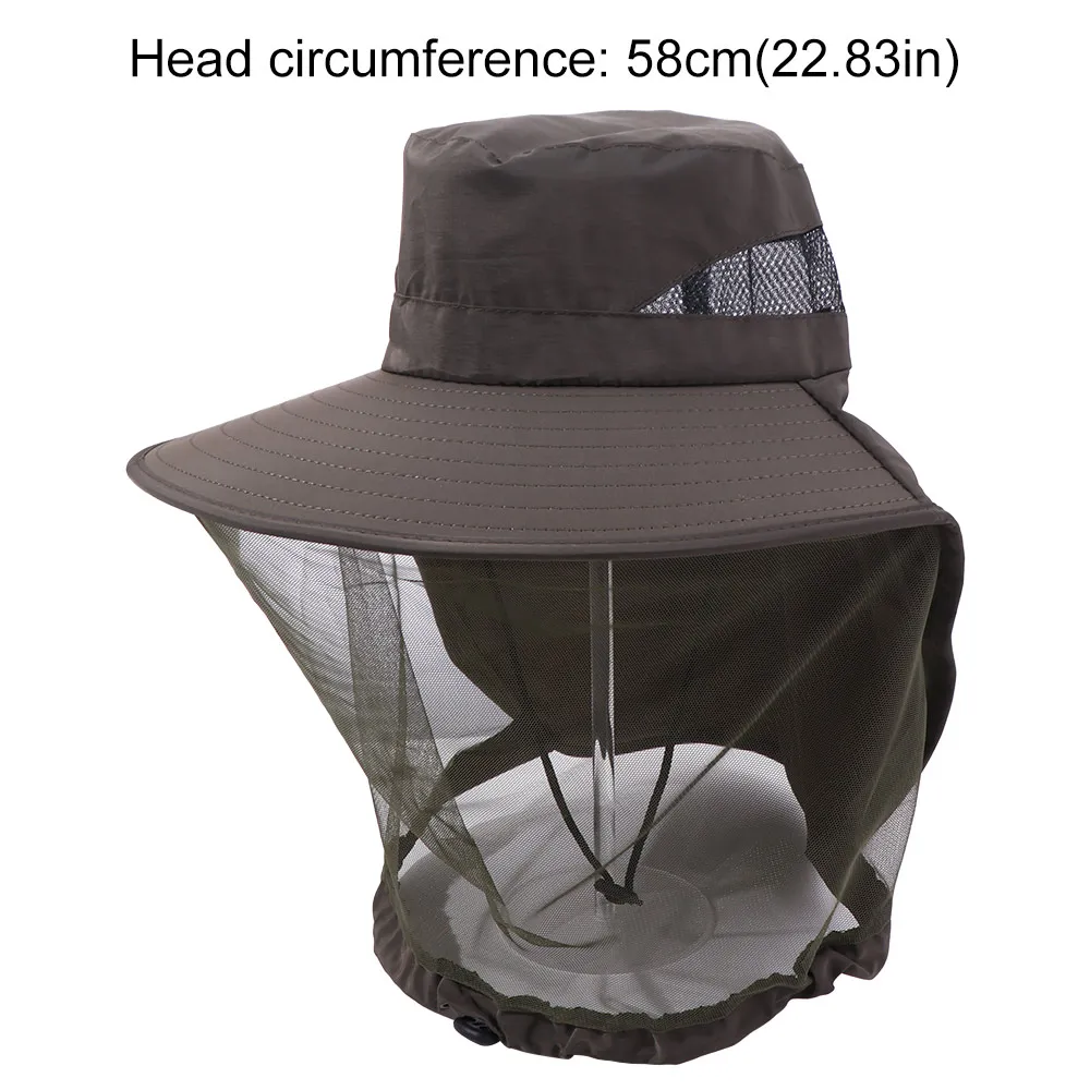 Casual Foldable Bee Mosquito Hat Wide Brim Face Covering Net Cover Fisherman Hat Insect Proof Sun Hat Sun Protection Hat Men