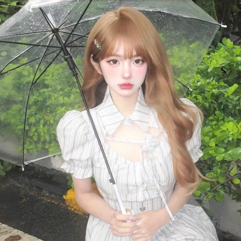 Synthetic Long Wave Wig Natural Wavy Big Curls Champagne Blonde, Summer Daily Lolita Style, Cosplay Party Costume Hair