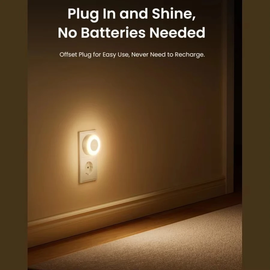 Yeelight Plug-in Light Sensor NightLight Mini Sensor Night Light Warm White 2700K Ultra Energy Efficient 0.25W 110-240V EU Plug