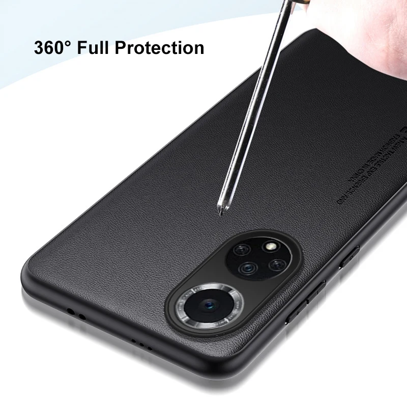 Luxury PU Leather Case For Honor 50 Honor50 Back Cover Matte Silicone Shockproof Protection Phone Case For Huawei Nova 9 Nova9