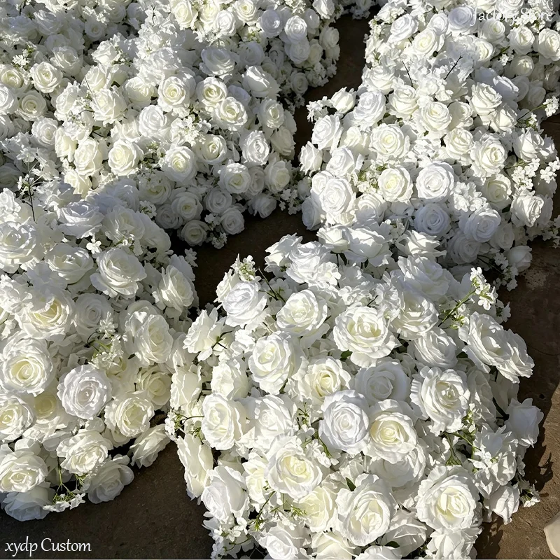 30-90CM Luxuriöses Weißes Rosen-Kunstblumen-Arrangement Hochzeitstisch-Mittelstück Große Seidenblumen für Party-Events und Heimdekoration – Detail 5