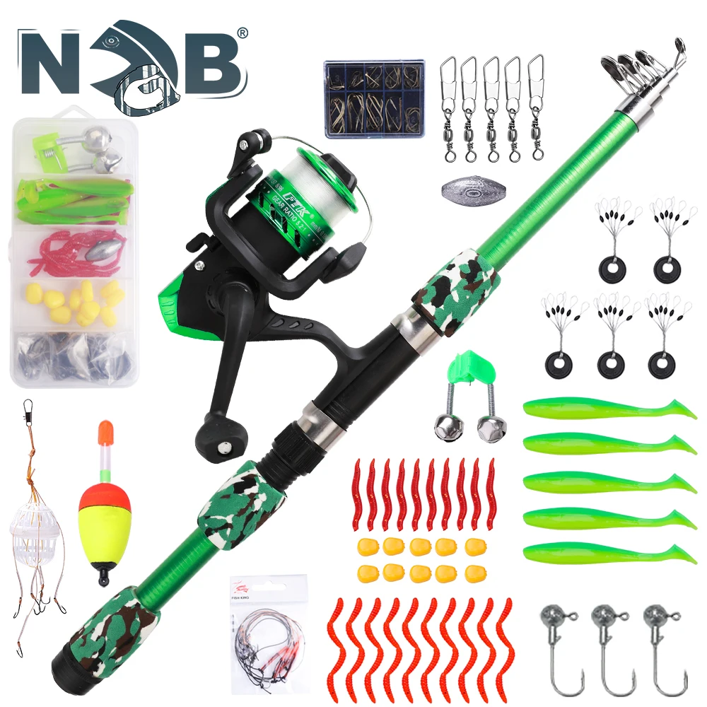 

NGB Spinning Fishing Rod and Reel Combo1.8M Telescopic Rod C.W 30-60LB with 5.2:1 Reel Max Drag Full Fishing Kit Fishing Set