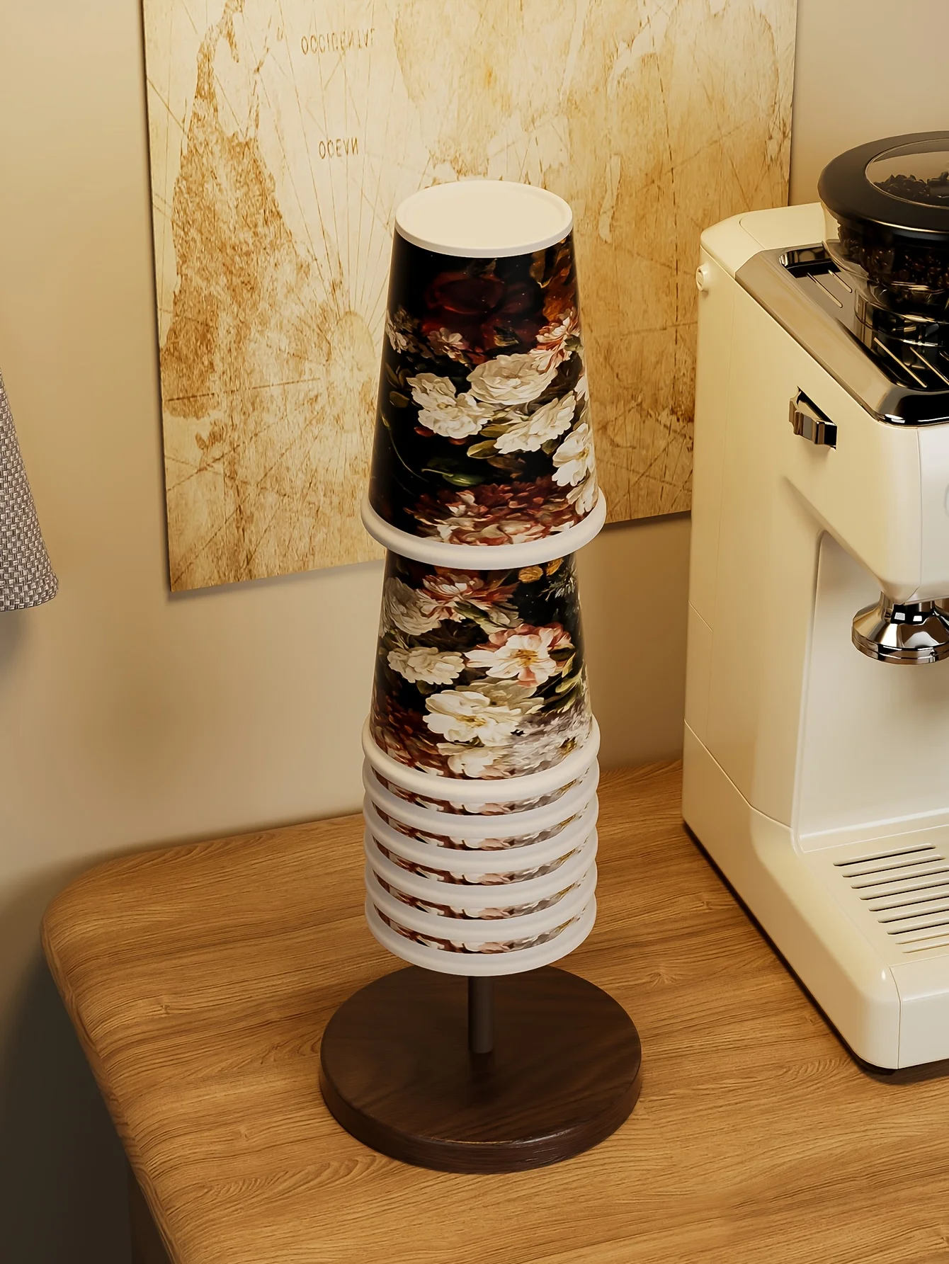 Walnussfarbener Holz-Einwegbecherhalter, Geeignet für Haushalts-Kaffeeecken, Küchen und Kleine Bartheken – Detail 7