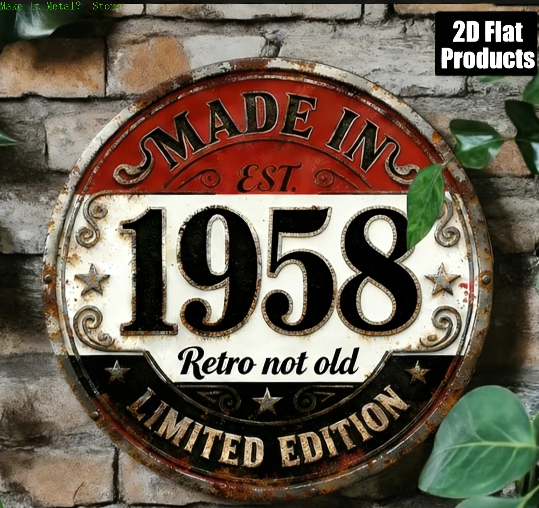 Made in 1958 Retro Not Old 2D Flat Round Metal Sign, Limited Edition Vintage Rustic Wall Decor for Home Bar Cafe