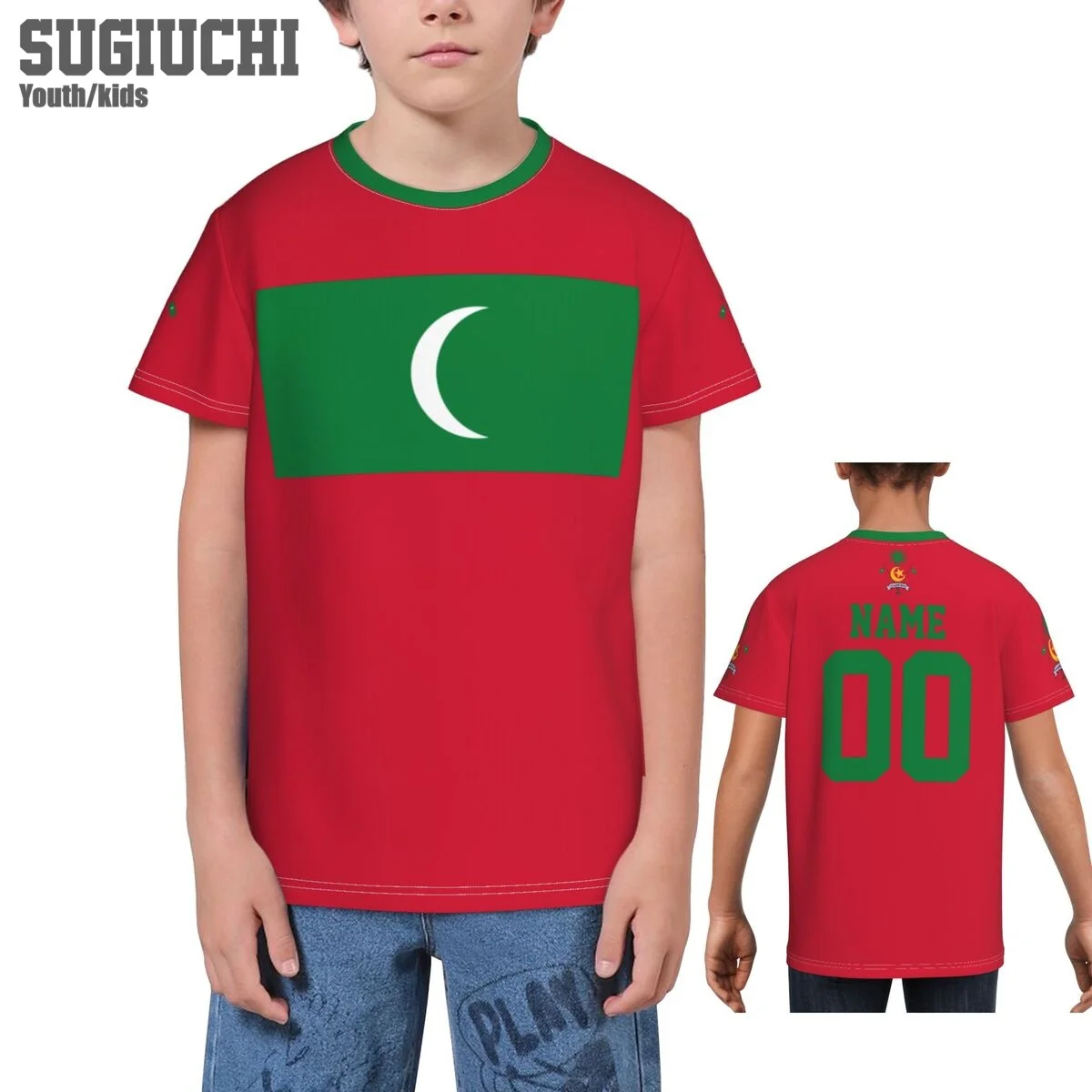 Custom Name Number Maldives Flag Emblem 3D T-shirts For Kids Youth Boy/Girl Tees jersey Soccer Football Fans Gift T shirt