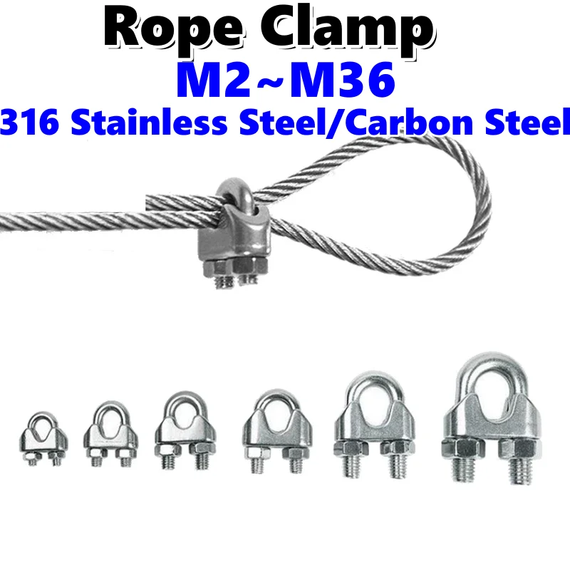 316 Stainless Steel/Carbon Steel M2 M3 M4 M5 M6 M8 M10 M12 M15 M16 M18~M36 U-shaped Cable Clamp Fixing Clip Cable Sleeve Clips