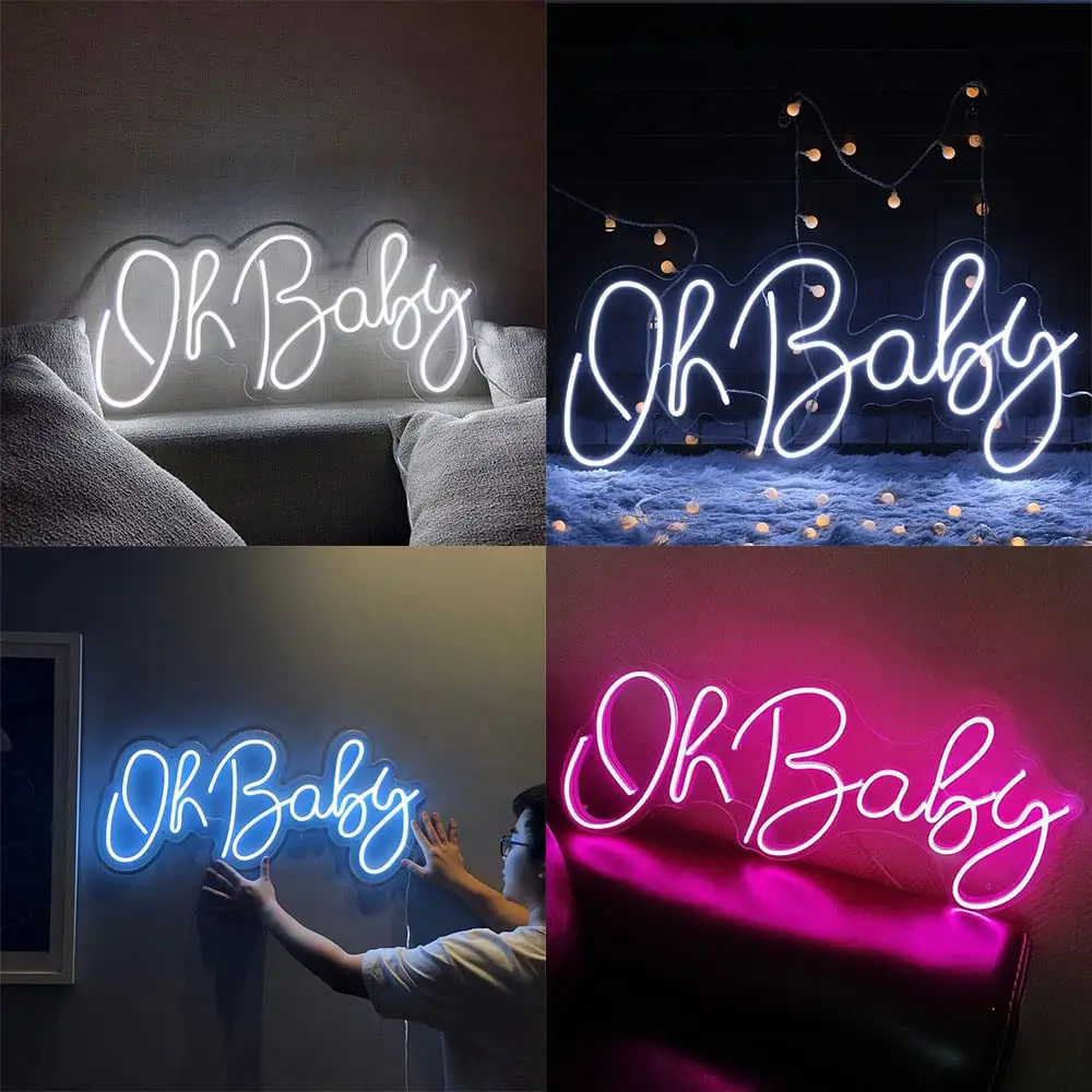 Oh Baby Neon Signs Custom Neon Art Wall Decor Light Up Letter For Wedding Decoration Pink Kawaii Room Decor Led Lights Wholesale