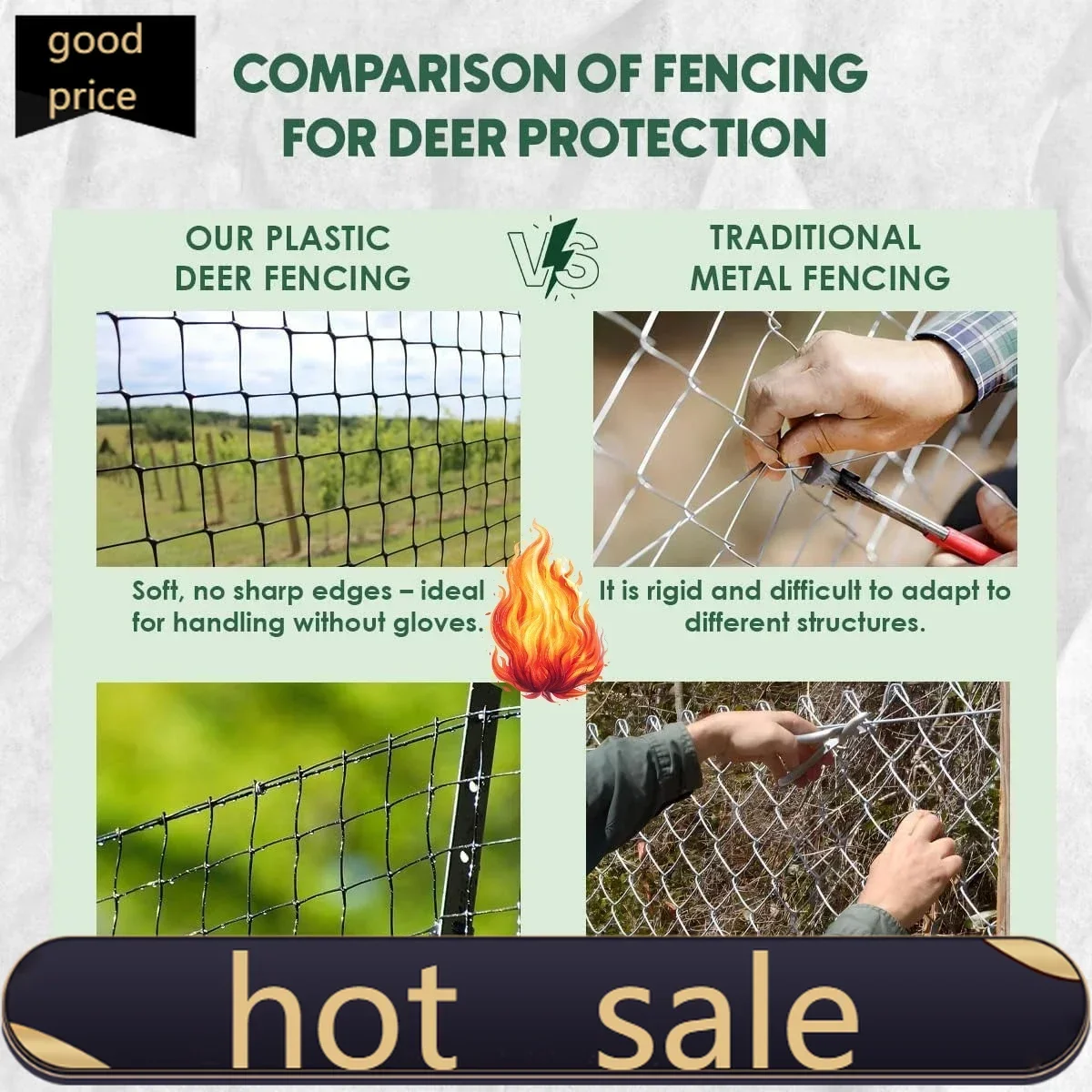 

Бестселлер: Сетка-ограждение для оленей и животных (55 г/м²) 7,5' x 330' (2,3 м x 100 м) (ячейки 19x19 мм) - Сложенная для удобной транспортировки